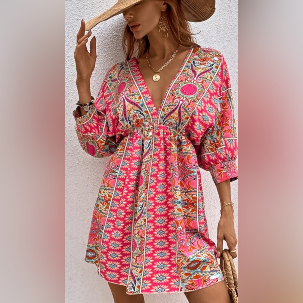 🌸TRIBAL PRINT FLORAL DRESS